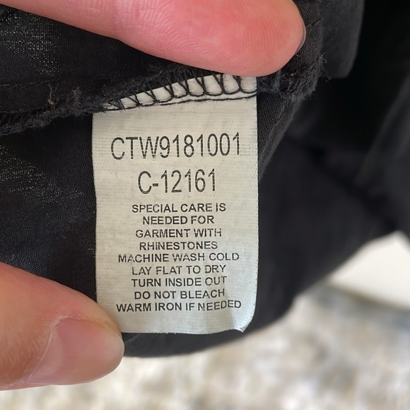 Cruel Western Shirt Pearl Snap Rhinestone Black Button Down Women’s M Goth Top - Picture 4 of 12